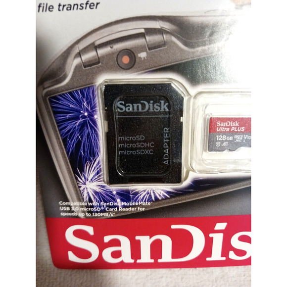 SanDisk 128GB ULTRA PLUS microSDXC UHS-1 Card w Adapter microSD memory card - Picture 5 of 9